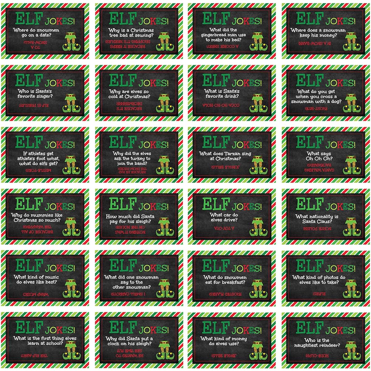 Pink Pixie Studio 24 Elf Holiday Jokes - Fun Festive Everyday Activities for Magical Elves, Lunchbox Notes, Santa North Pole Decorations, Holiday Traditions, Christmas Magic Props for Kids