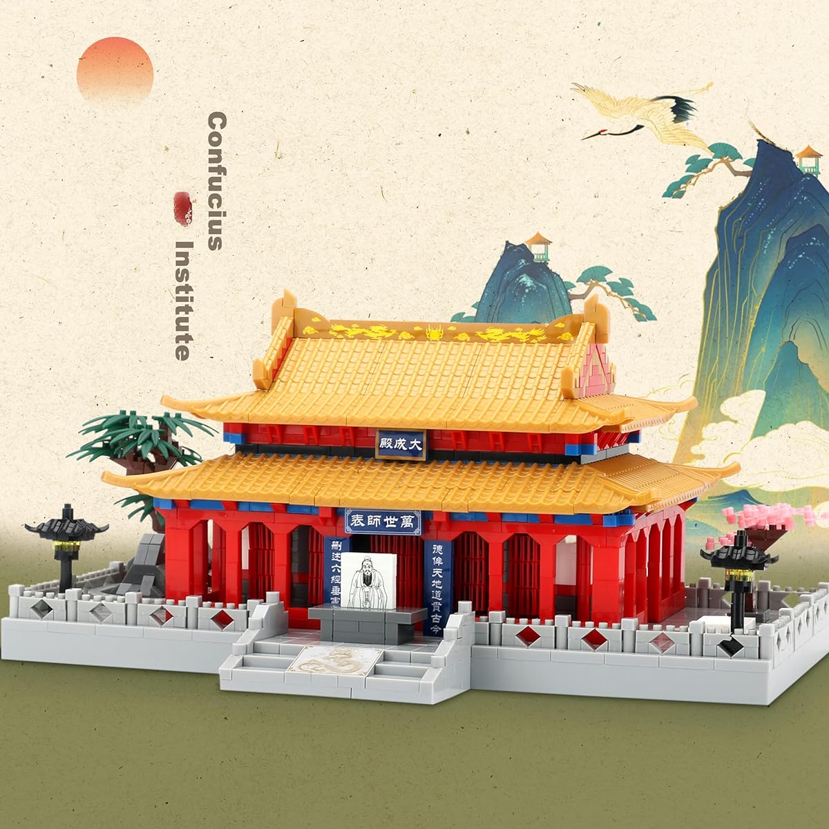 DOLBLOCK Micro Building Blocks Set Chinese Architecture Mini Bricks Decoration DIY Toy Gift for Adults and Kids Ages 14+ - Confucius Institute