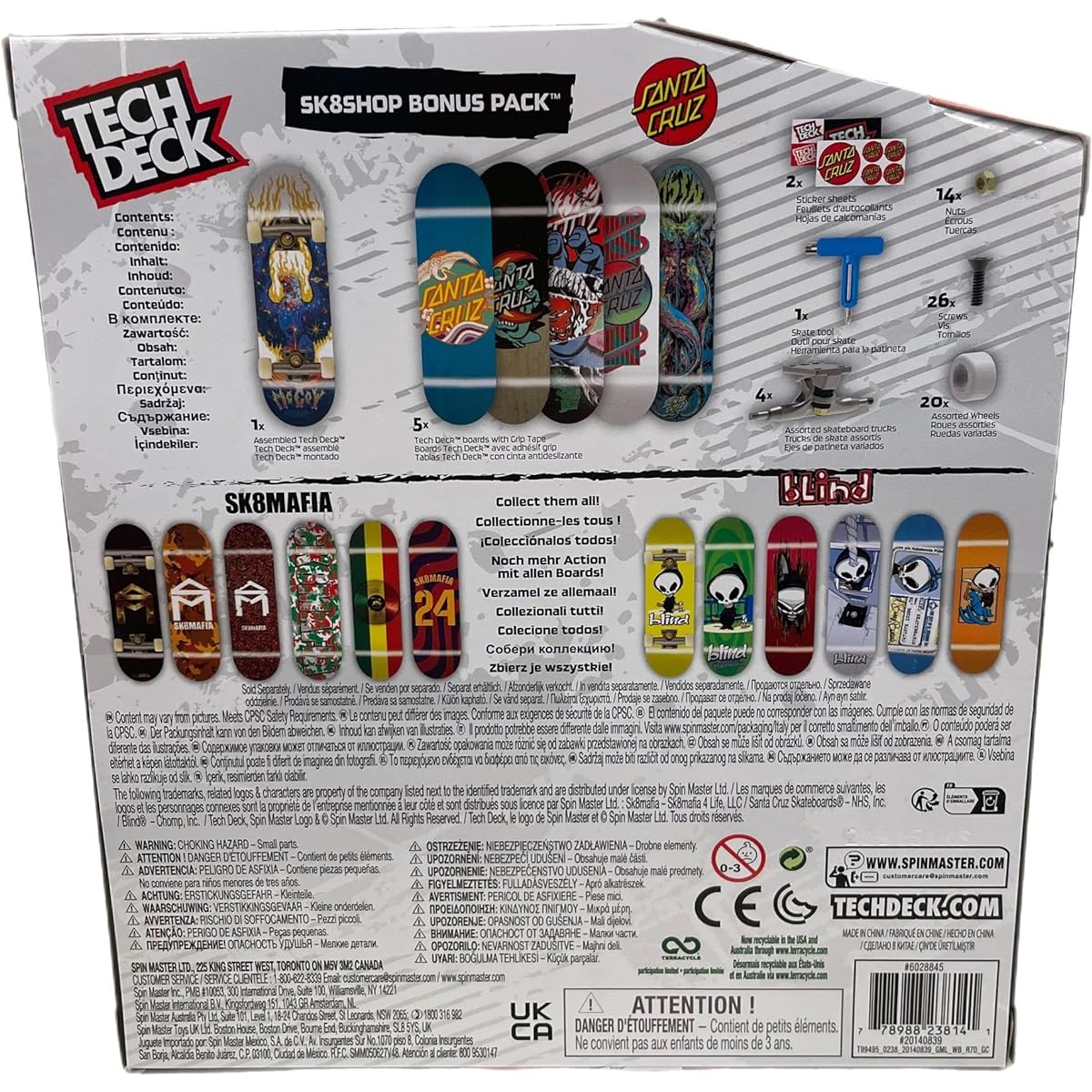 TECH DECK SK8shop Bonus Pack Mini Finger Skateboard Multi Pack 2022 Series (Santa Cruz 50th (Sk8shop Bonus Pack))