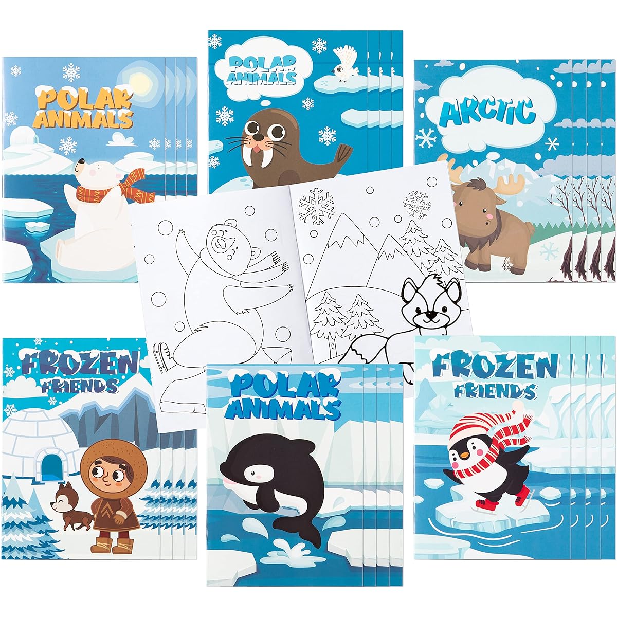 Dvbonike 24 Pieces Polar Animals Arctic Theme Coloring Book Including Polar Bears and Penguins DIY Art Booklet Drawing Patterns Birthday Party Favors Gifts Home Classroom Activity Supplies for Kids Ages 4-8