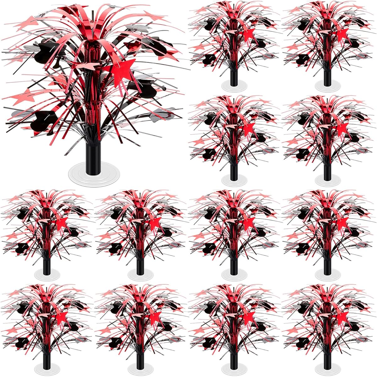 Graduation Cascading Centerpieces, 12pcs 9" Graduation Party Centerpieces for Table, 2023 Graduation Table Decorations for School/College Party Supplies (Black Red, Graduation)