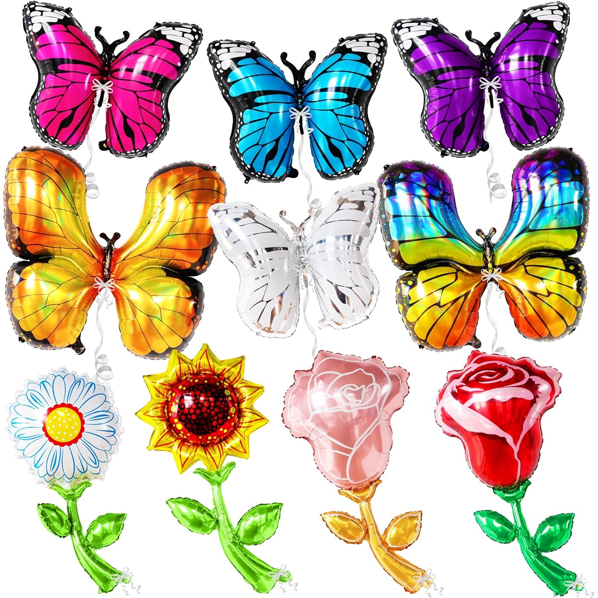 Multicolor Sunflower, Rose and Butterfly Foil Balloon