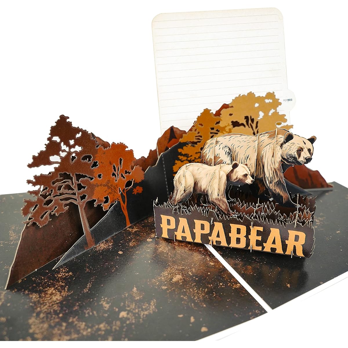 Happy Father's Day Pop Up Card - Papa Bear 3D Pop Up Greeting Card - Father's Day Card - Gift for Dad Bear Card Dad Card Celebration Card Birthday Card with Envelope and Note Tag 6" x 8" Cover