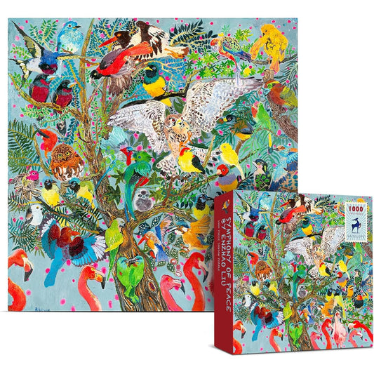 Antelope Symphony of Peace Jigsaw Puzzle Enzhao Liu 1,000 Pieces 22" x 22" Various Birds Multicolor Challenging and Fun Indoor Game