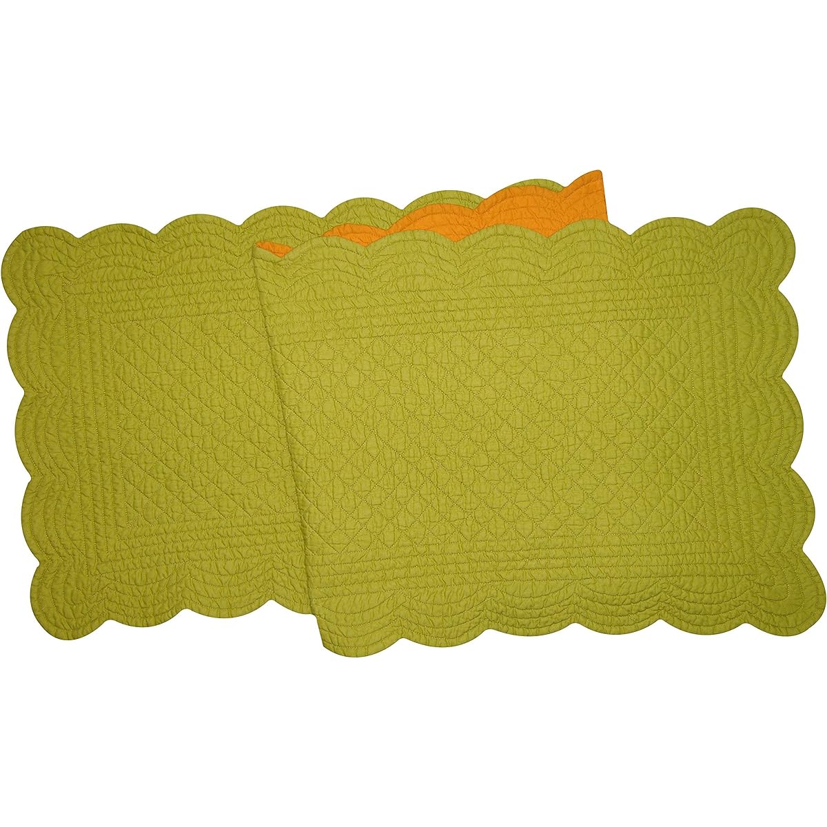C&F Home 14" x 51" Quilted Scallop Orchid, Olive Orange Runner Green