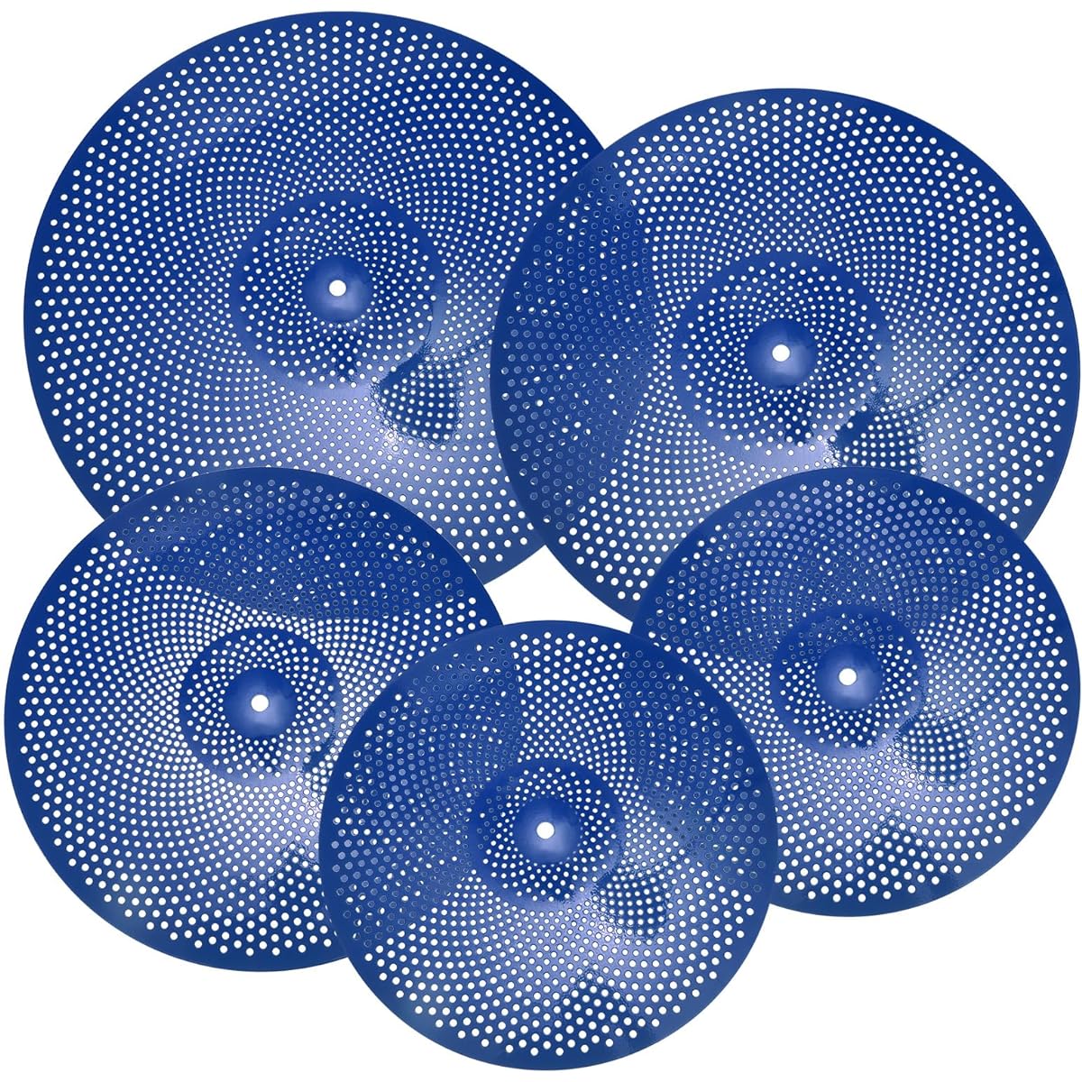 uxcell Mute Cymbal Set 35 cm 40 cm 45 cm 50 cm Low Volume Practice Cymbals with Bag Blue 5 Pieces