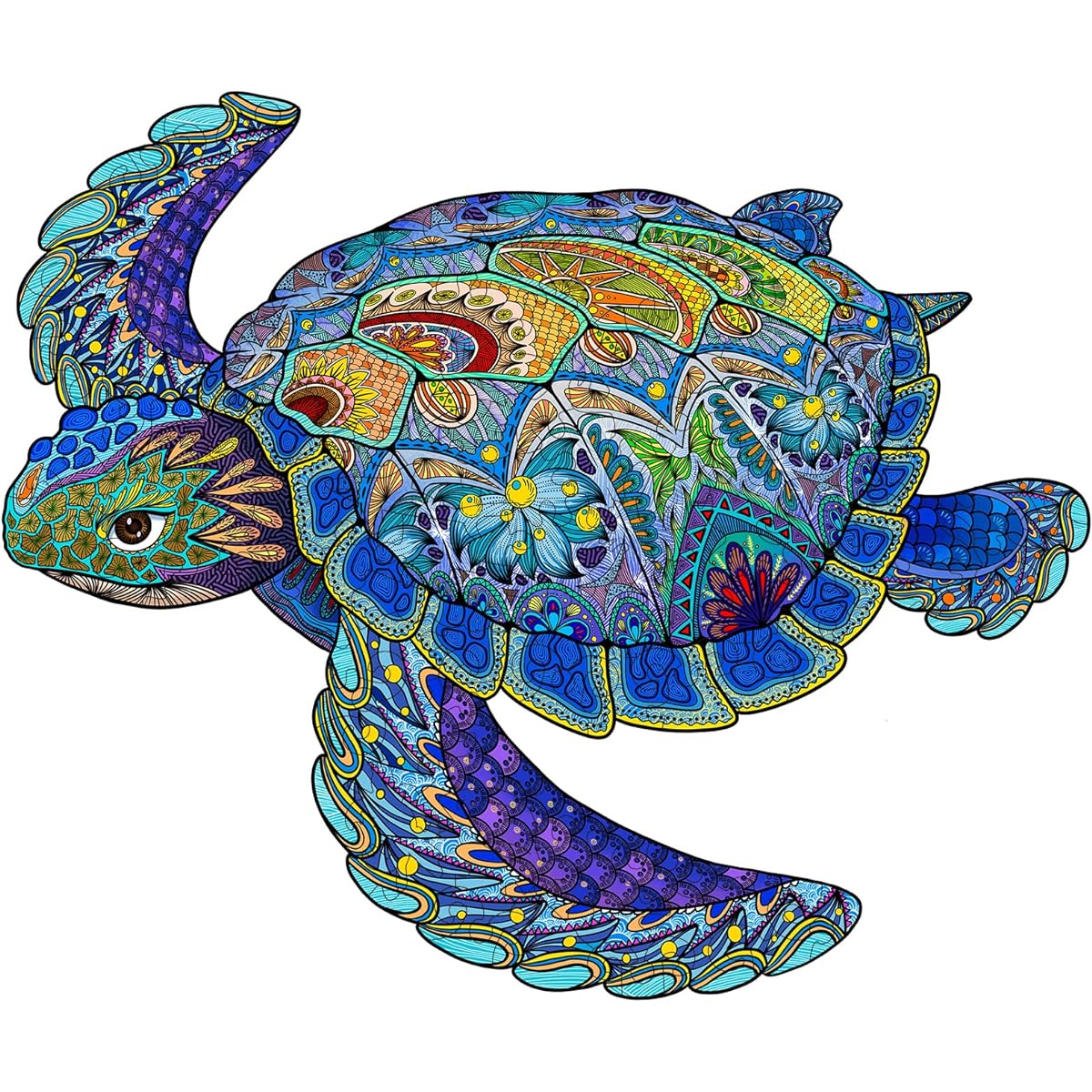 AAGOOD Wooden Puzzle for Adults Sea Turtle Wooden Puzzle Jigsaw Unique Animal Shape Pieces Longevity Sea Turtle Puzzle Best Gift for Adults/Kids/Toddlers 204 Pieces (11.5x9.4 Inch) Medium