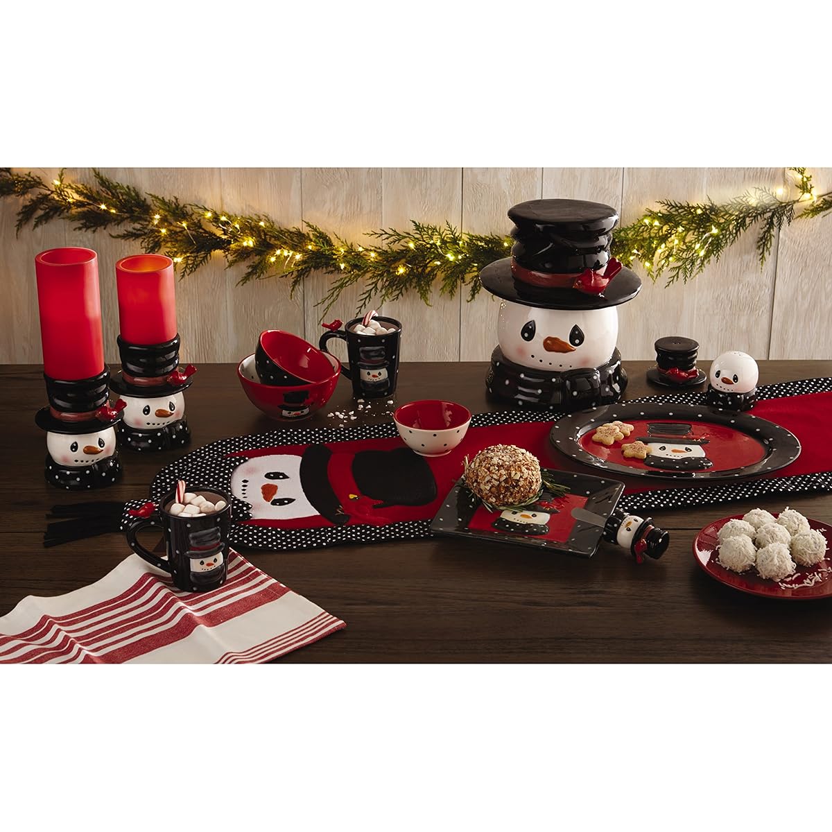 Precious Moments Snow Match Fun Snowman Holiday Decorations 13" x 108" Red Black White Table Runner 171478