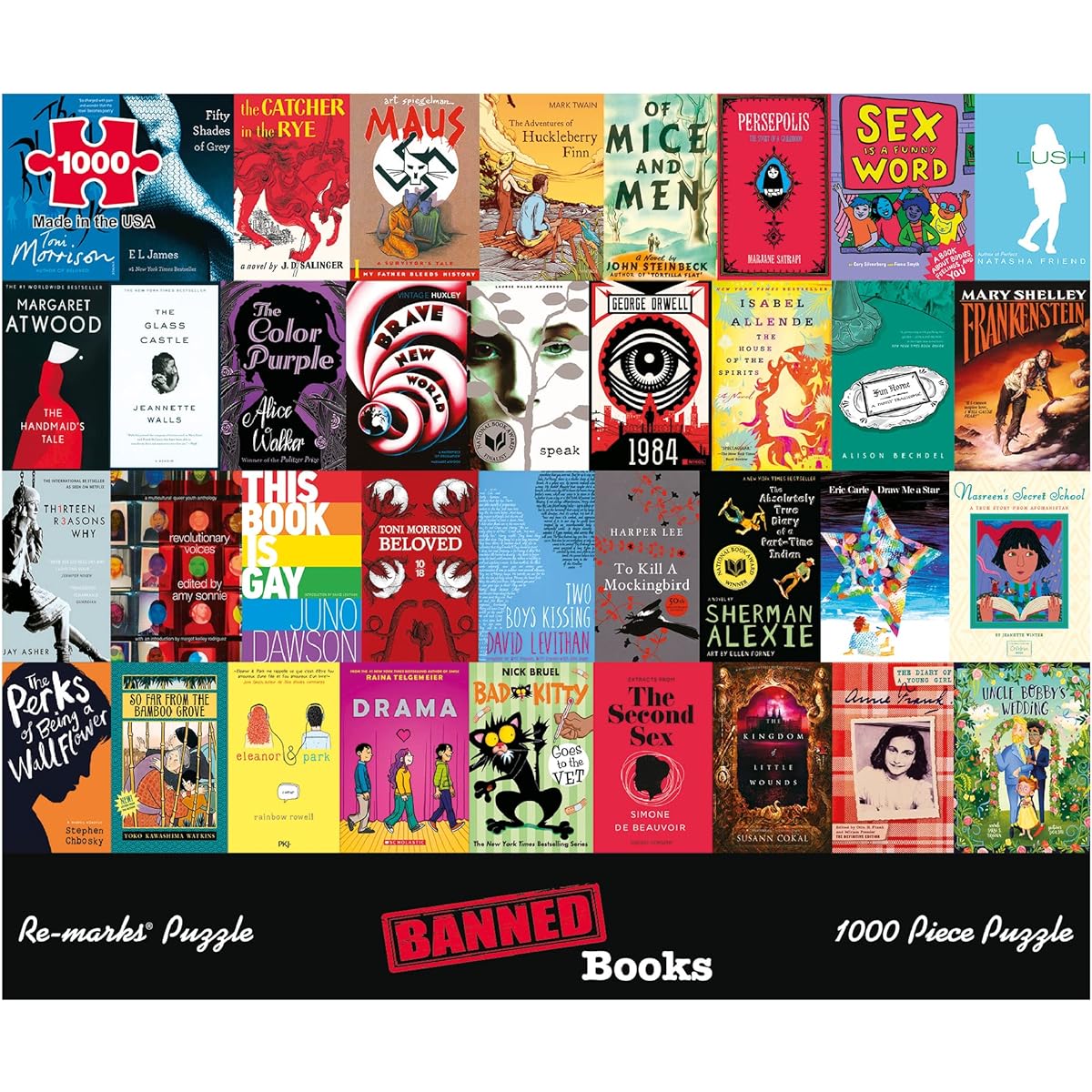 Re-marks Banned Books Puzzle 1,000 Piece Jigsaw Puzzle for All Ages