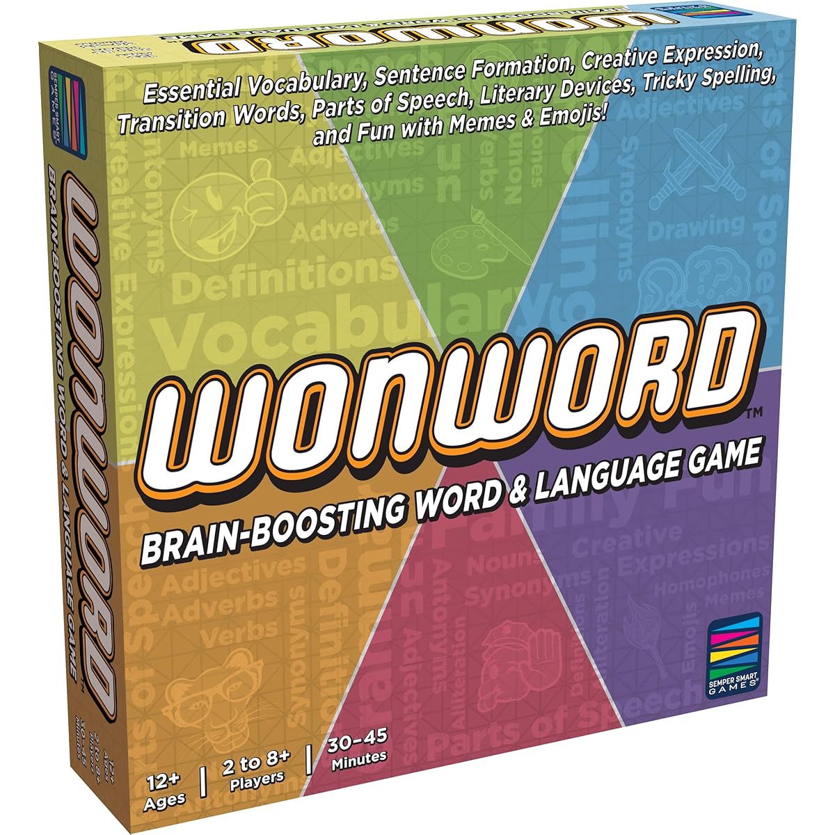 Semper Smart Games Wonword Brain Boosting Word Games Essential Vocabulary, Critical Language, and Creative Expression Fun for Ages 12 and Up