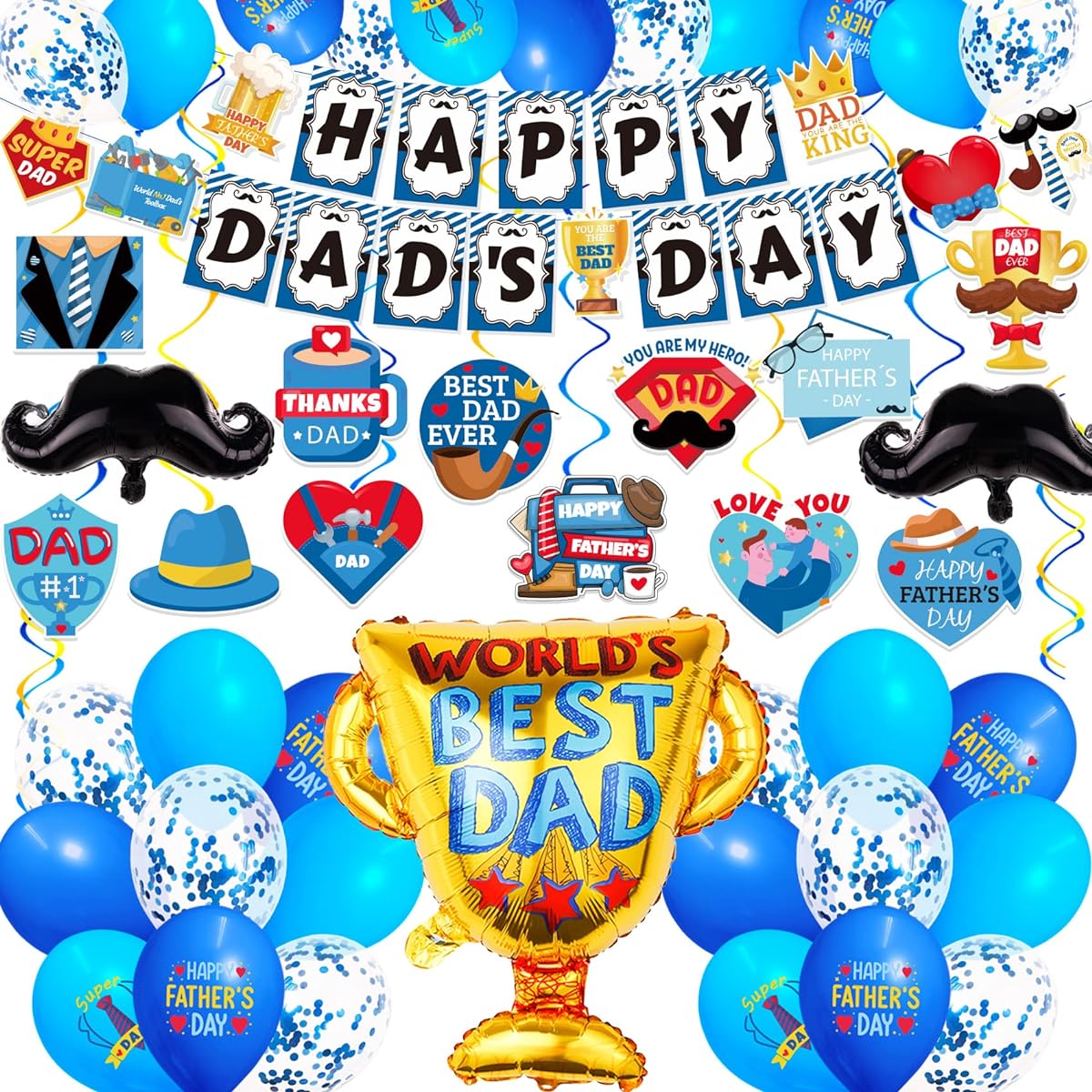 Happy Father's Day Party Decoration Set Happy Father's Day Party Banner Latex Balloons