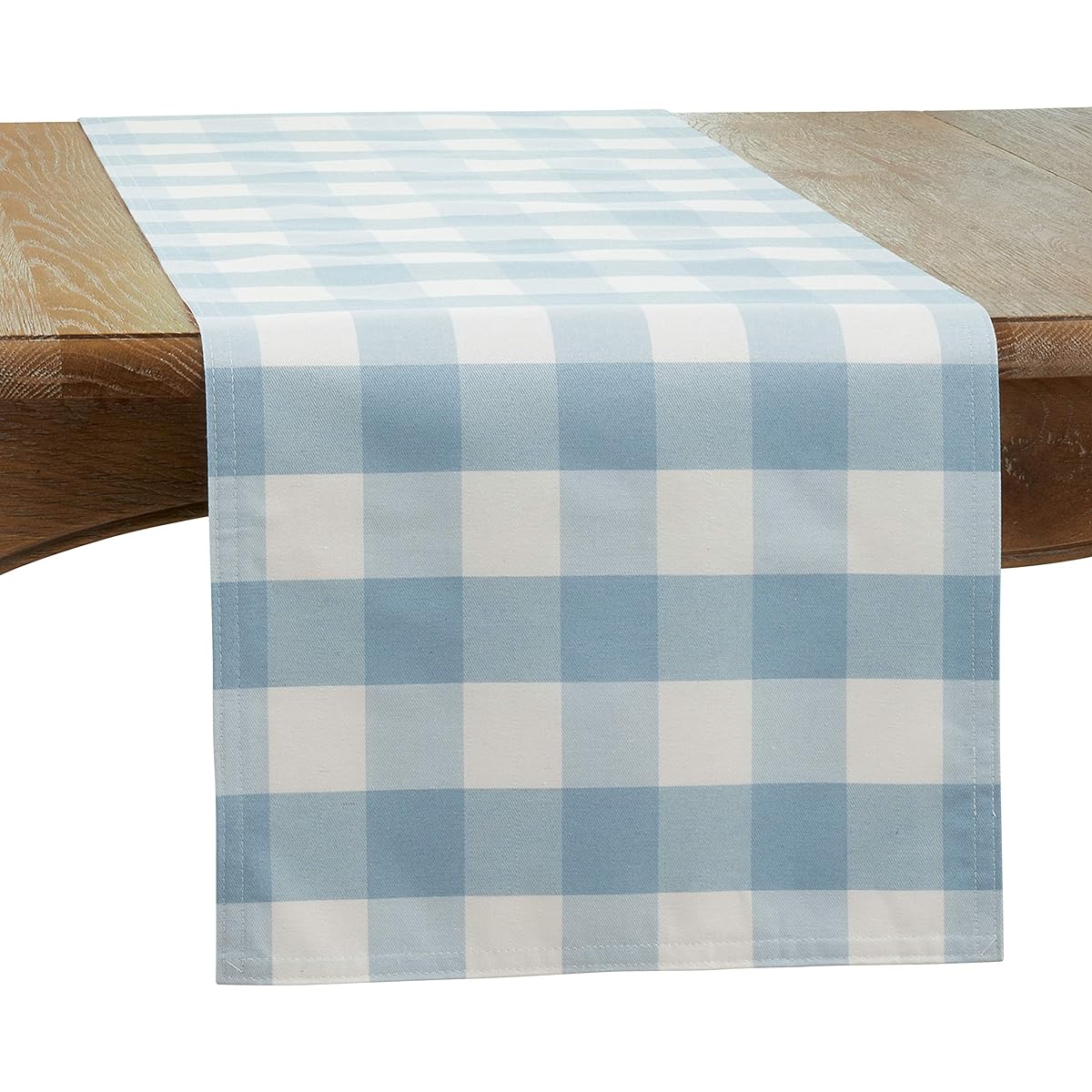 SARO LIFESTYLE Nautica Collection Cotton and Polyester Blend Buffalo Plaid Runner, 16" x 72", Blue