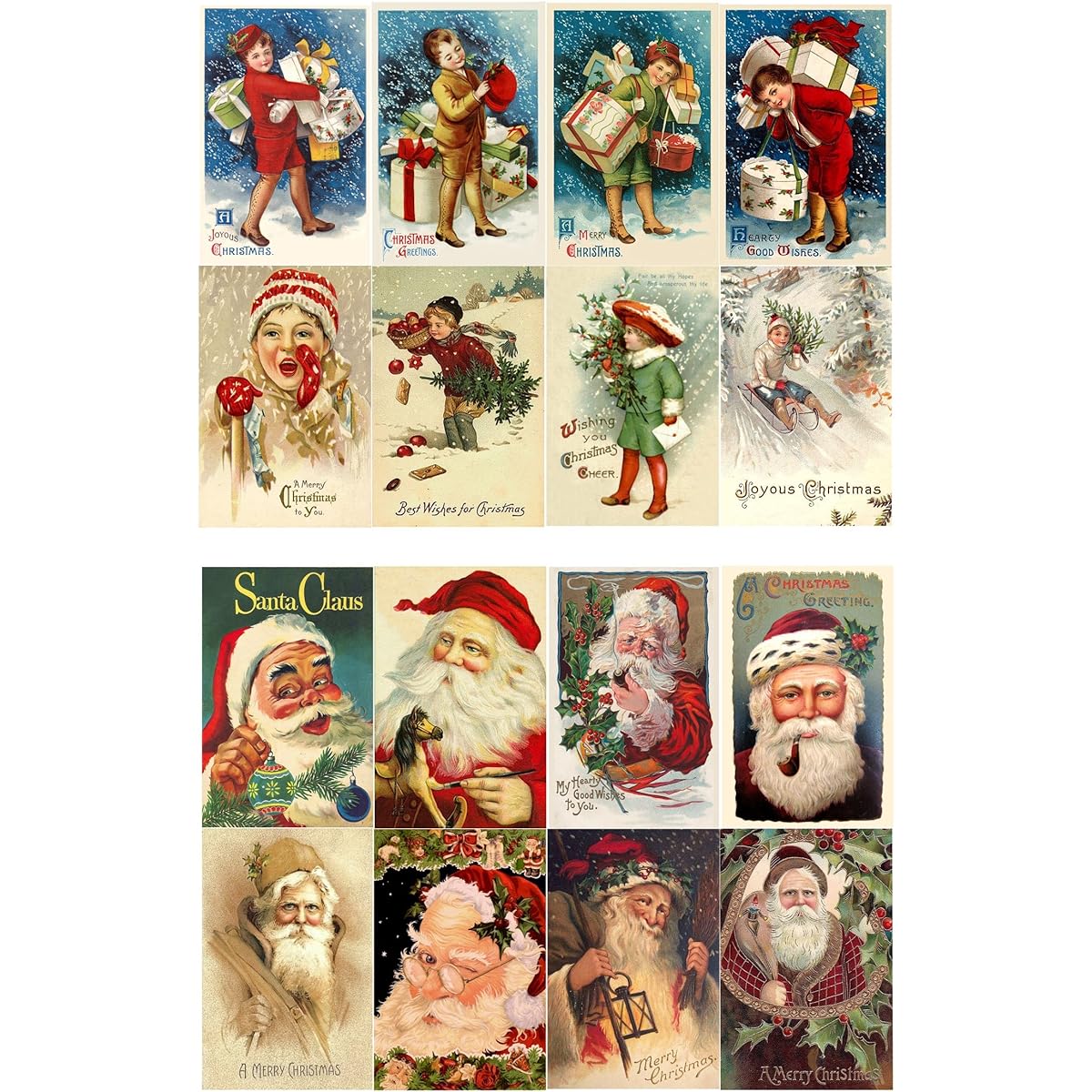 Decoupage Paper Pack (10 Sheets A4 / 8" x 12") Vintage Christmas Santa Kids Gifts FLONZ Vintage Ephemera