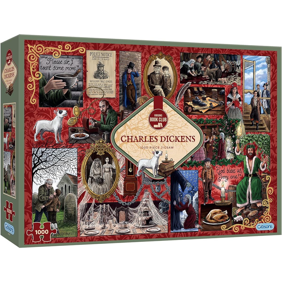 Gibsons Puzzles - 1000 Book Club Charles Dickens - 1000 Piece Puzzle for Kids and Adults - Ages 12+