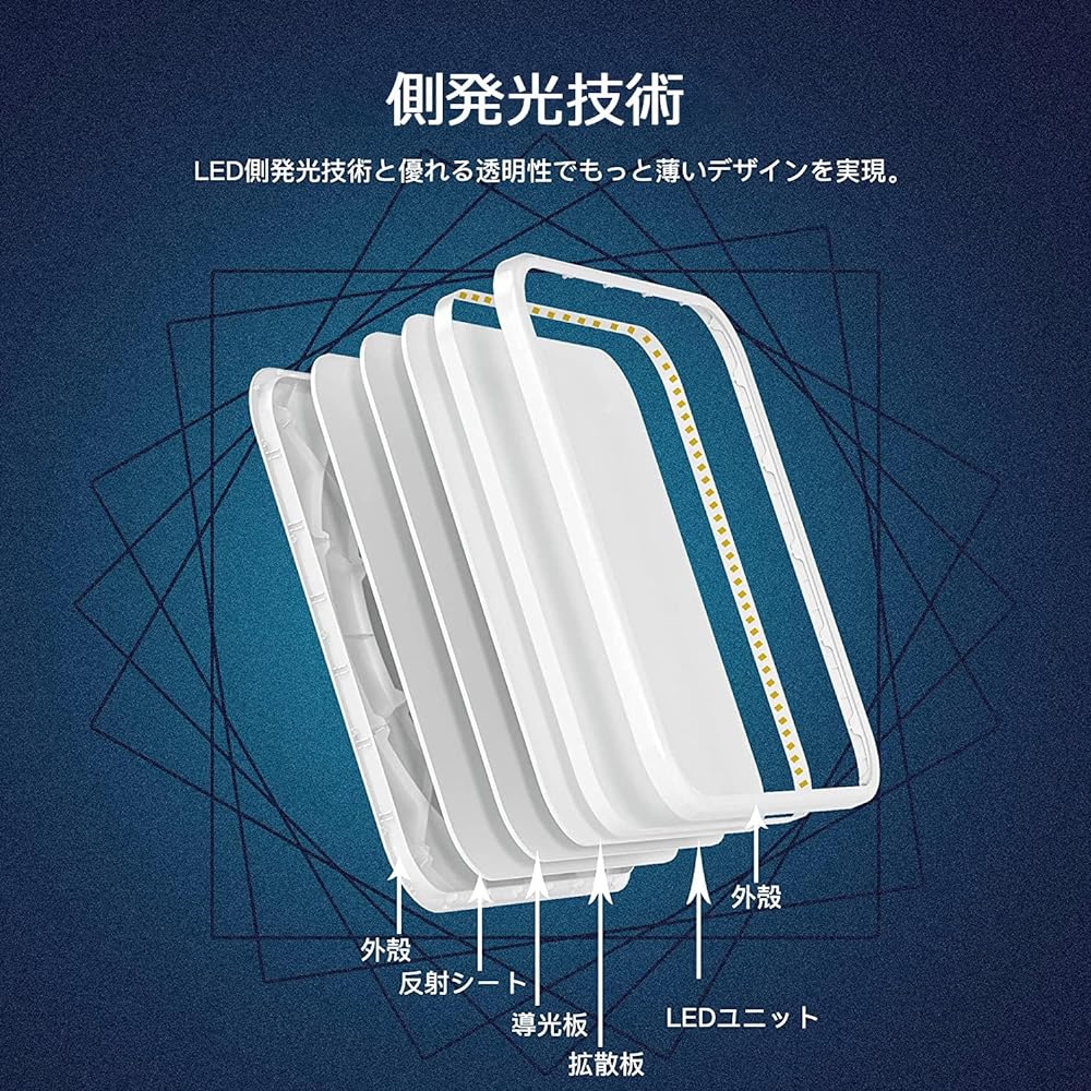 TALOYA Surface Emitting LED Ceiling Light 6 Tatami 8 Tatami 3510lm Light Guide Plate Thin Dimming Color Energy Saving Scandinavian Style No Construction Required Manufacturer's 5 Year Warranty 6-8 Tatami 330mm Square White Frame Surface Emitting