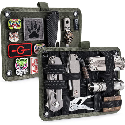 TACTICAL_GEEK TCM EDC Organizer Board Backpack Anti-Slip Stretchable Knitting Board for Travel Gear Stretchable Grid Organizer for Electronic Accessories Travel Cable Charger and More Green