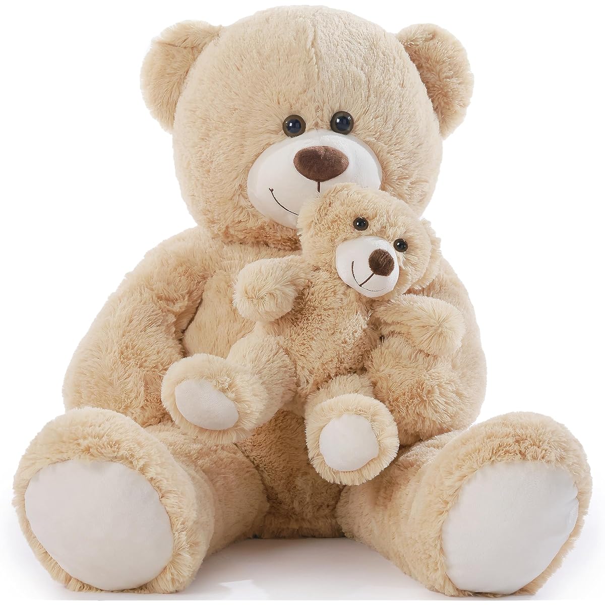 Poutmac Giant Teddy Bear 39 Inch Large Stuffed Animals Mommy with Baby Big Brown Teddy Bear Baby Shower Decorations Mother's Day Valentine's Christmas Kids Girlfriend