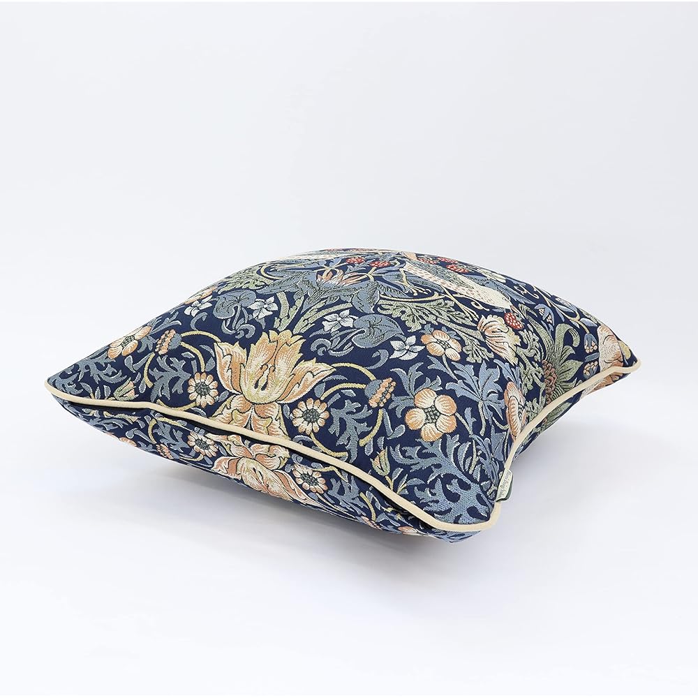 Kawashima Textile Cercon Morris Design Studio Back Cushion Cover Strawberry Thief Blue 45×45cm LL1710