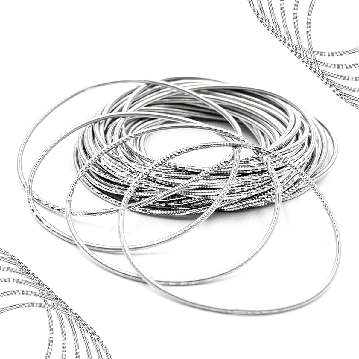 FROG SAC 36 Guitar String Bracelet for Women 2mm Silver Metal Bangle Bracelet Girls Stackable Bracelet Girls Spiral Bracelet Women's Coil Jewelry Spiral Bracelet, 2mm, Steel Metal