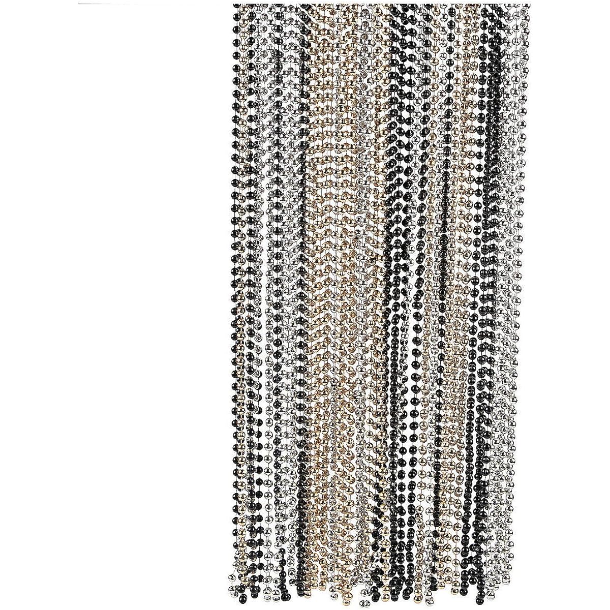 Gold/Silver/Black 32" Plastic Bead Necklace (48pcs)