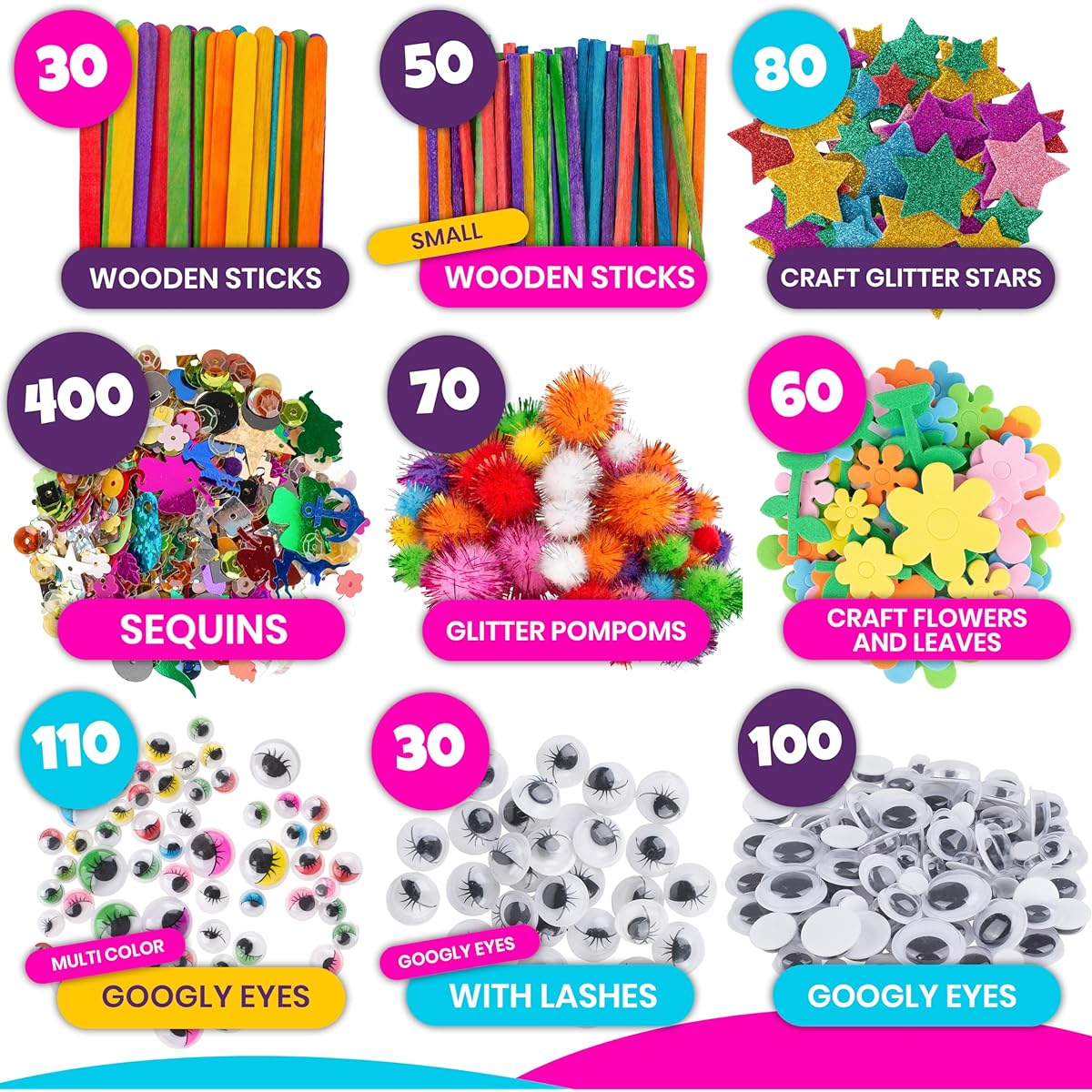 Arts & Crafts for Kids - XXXL Craft Kits for Kids - 2000+ Pieces Craft Kits for Kids, Toddler & Kids Arts & Crafts Supplies & Materials, Kids Art Set Craft Box, Pipe Cleaner Art Kit, Ages 6-8, 9, 12