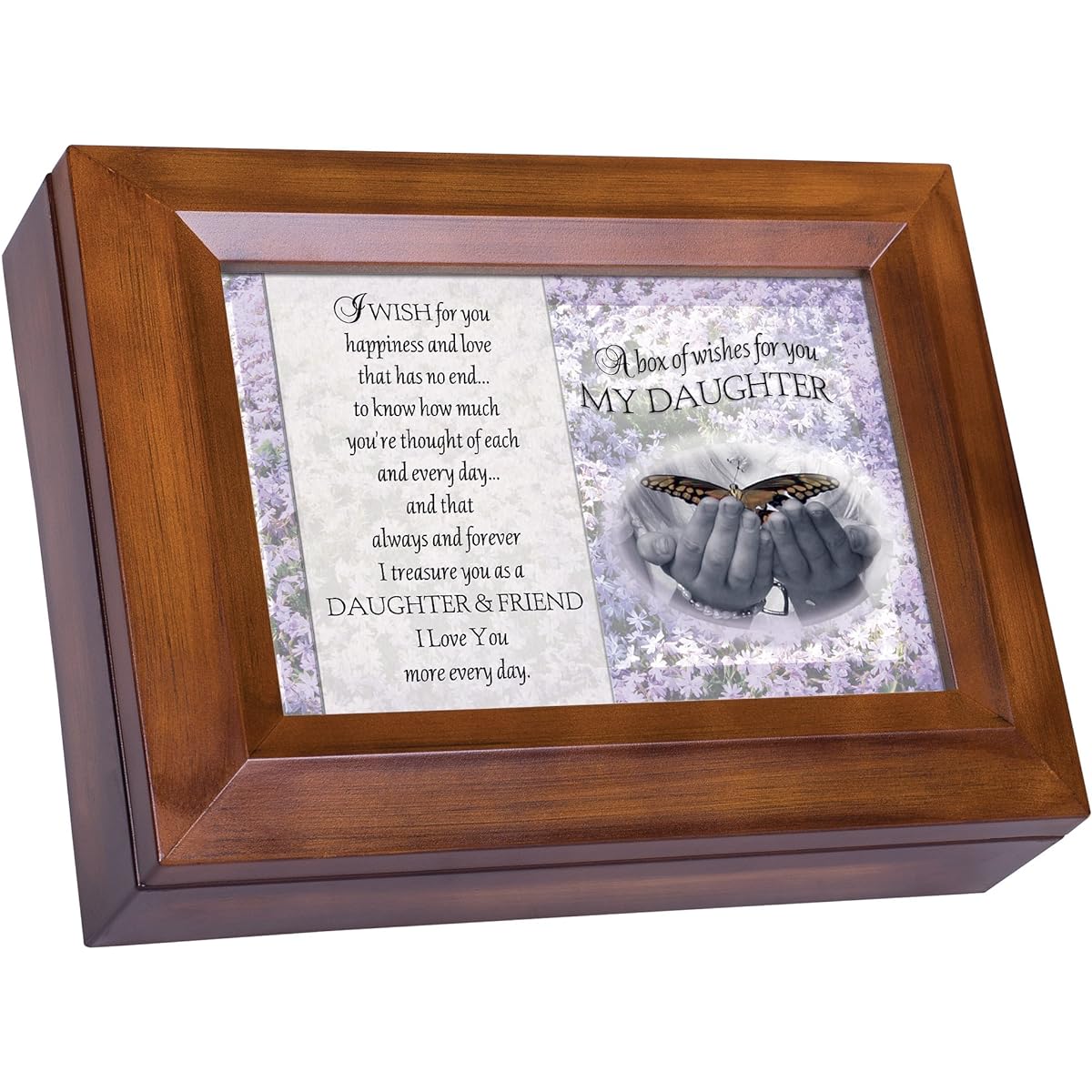 My Daughter Dark Wood Finish Jewellery Music Box - Plays Tune You Are My Sunshine