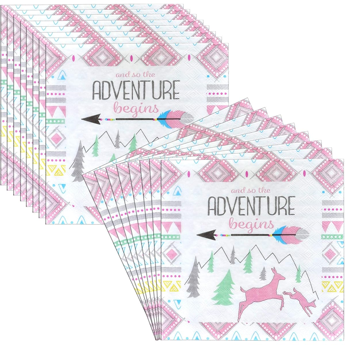 The Adventure Begins GIRL Luncheon Napkins (16 Pack) The Adventure Begins Collection by Havercamp