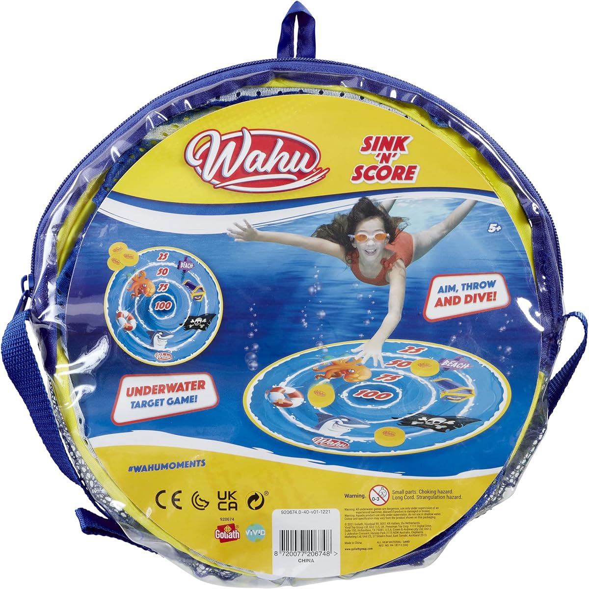 WAHU Sink 'N' Score Pool Diving Set Game - Underwater Dart Style Game Sinking Target Scoring Pack Mesh Carry Bag for Storage