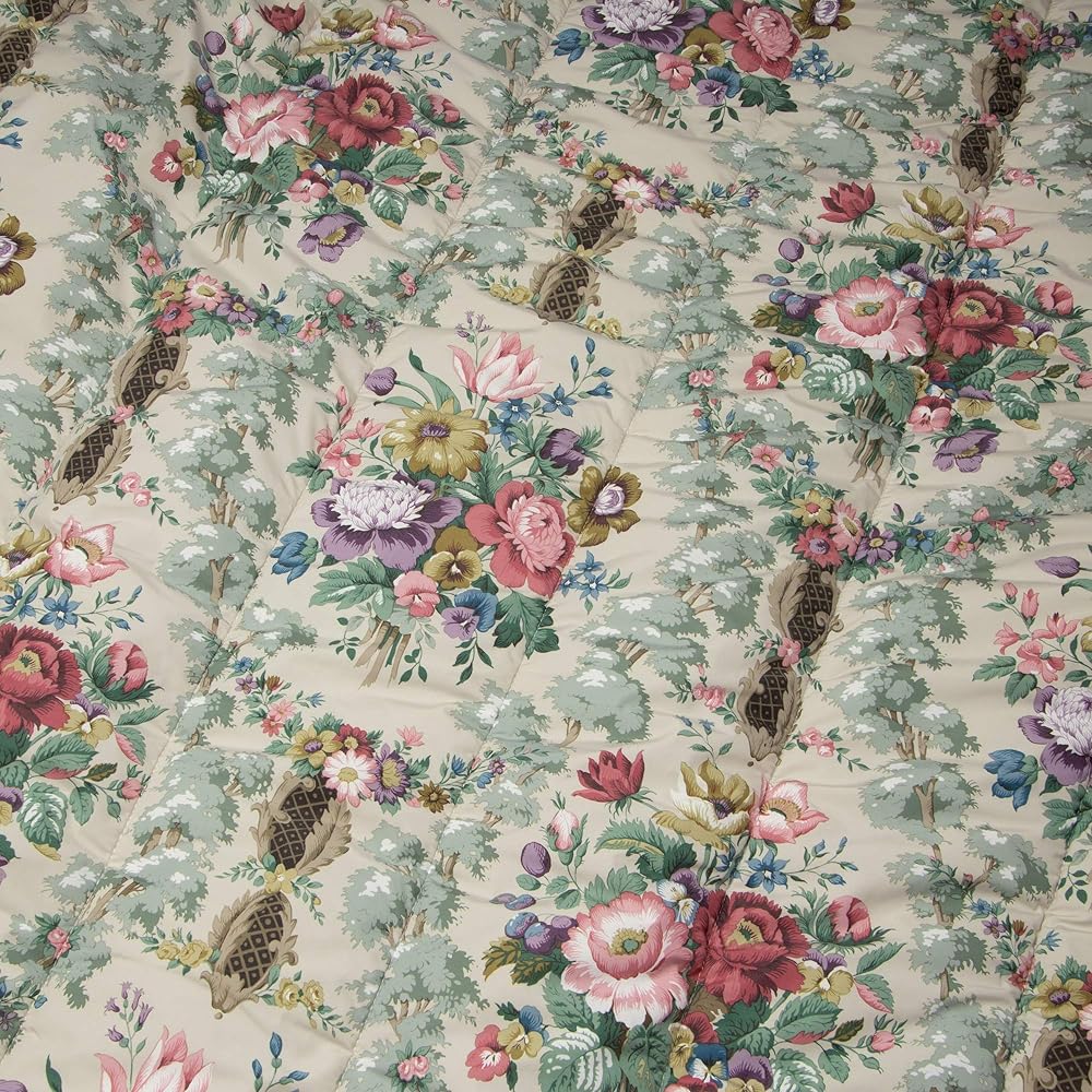 nishikawa [Nishikawa] Sanderson Quilt Blanket 140X190cm Washable Rose Chateau Pattern Soft Pile Fabric No seams around the neck for a gentle fit Smooth and absorbent Classic Floral Pattern Washable Synthetic Skin Comforter Pink FR03123004