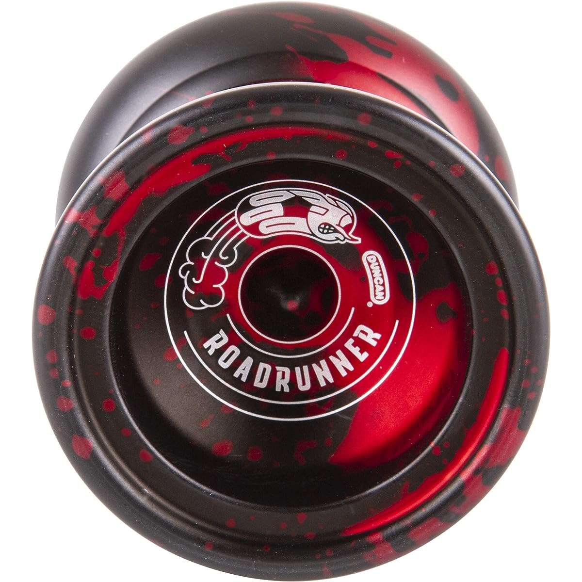 Duncan Toys Roadrunner Yo-Yo, Unresponsive Expert Level Yo-Yo, Concave Bearings and Aluminum Body, Black with Red Splash
