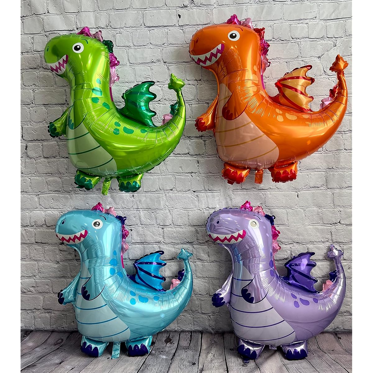 Dragon Foil Balloons Jumbo Mylar - Set of 4 Kids Birthday Party Decorations