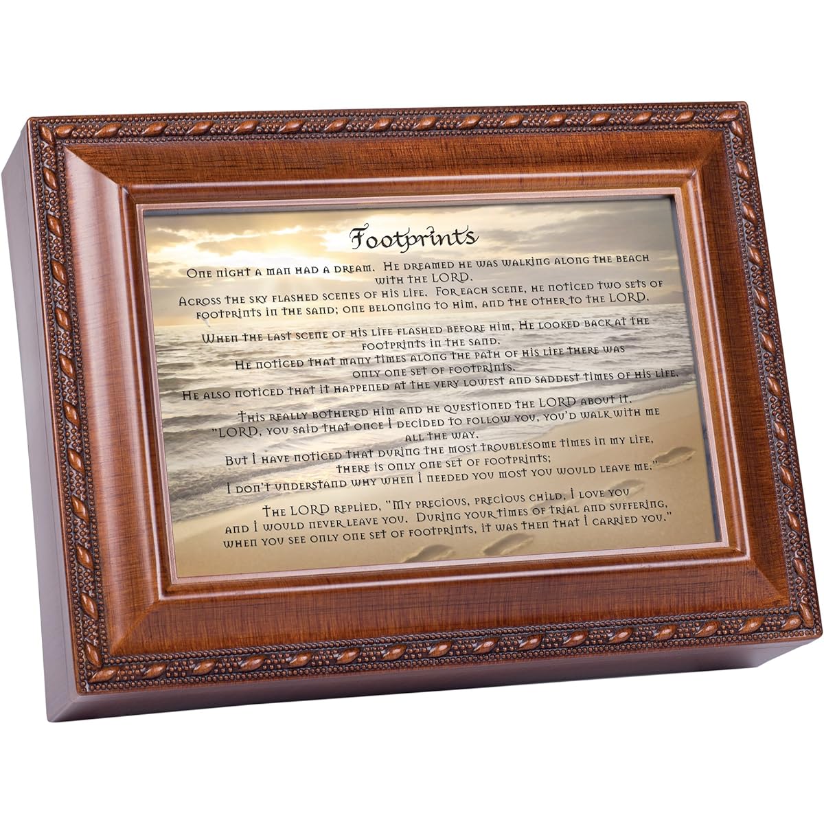 Footprints Cottage Garden Inspirational Woodgrain Traditional Music Box Plays Thy Faithfulness
