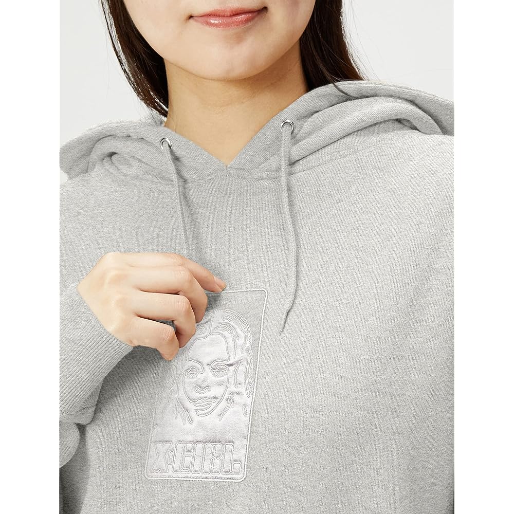 [X Girl] Hooded Sweatshirt SATIN PATCH SWEAT HOODIE Women's