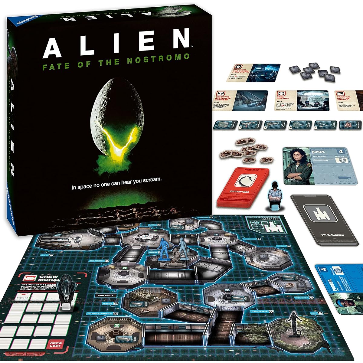 Ravensburger Alien: Fate of The Nostromo Board Game Ages 10+ A suspenseful cooperative strategy game