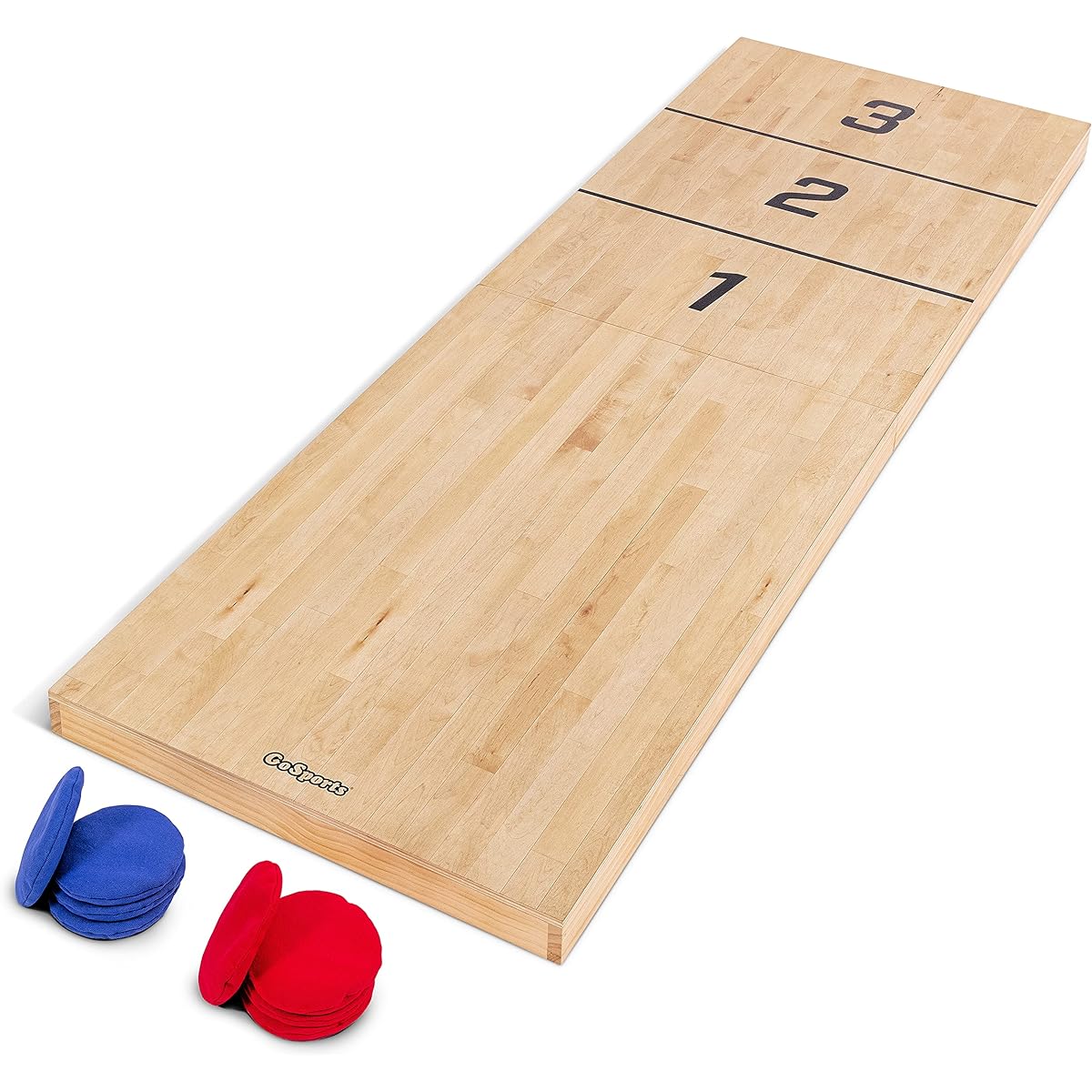 GoSports Tossski Shuffleboard Cornhole Game Set - Portable 6' x 2' Wooden Game Board with 8 Bean Bags for Backyard Fun and Tailgating