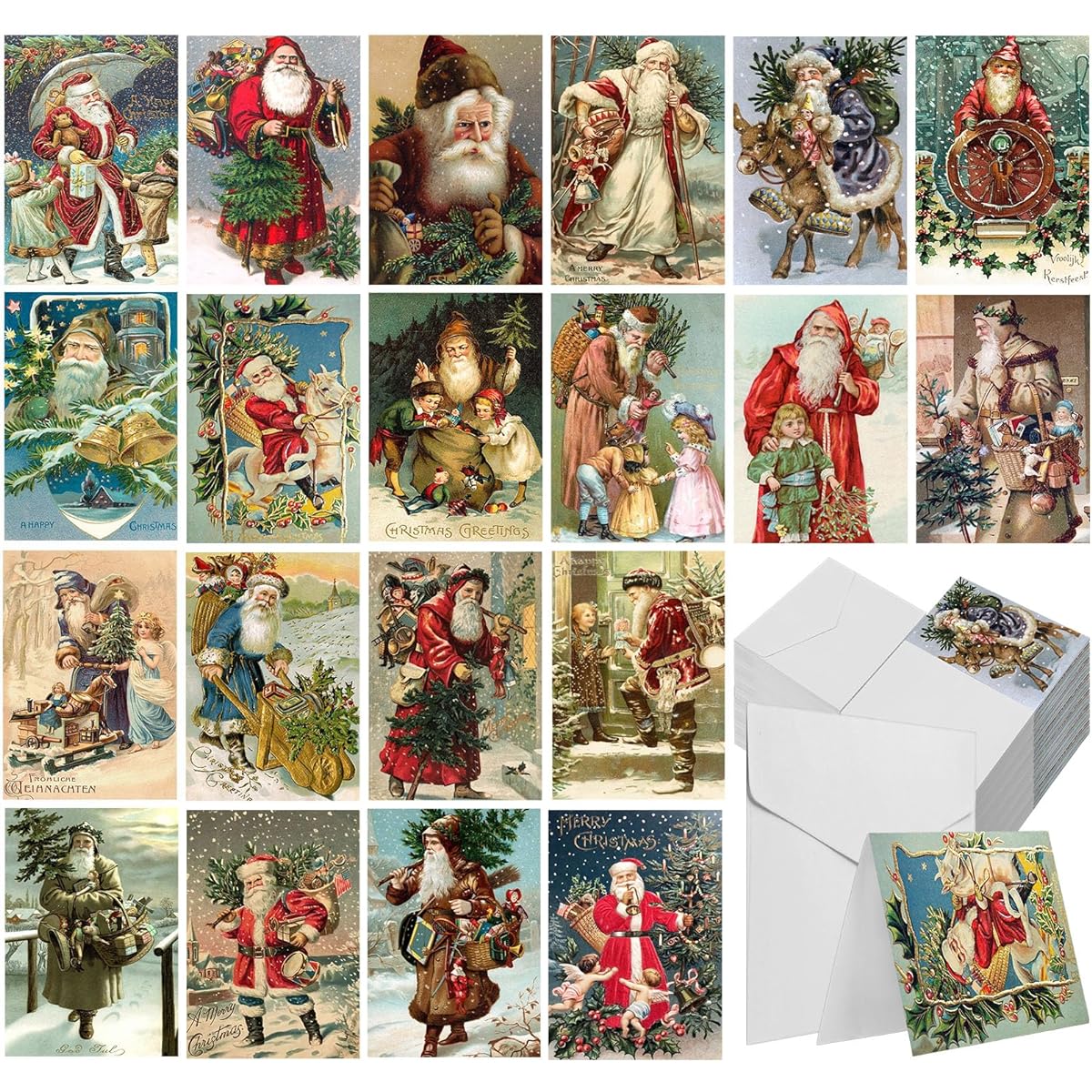 Jetec Vintage Christmas Cards Christmas Cards Christmas Cards Christmas Holiday Greeting Card Set 200 Christmas Cards and 200 Envelopes with Envelopes 20 Designs 4 x 6 Inches