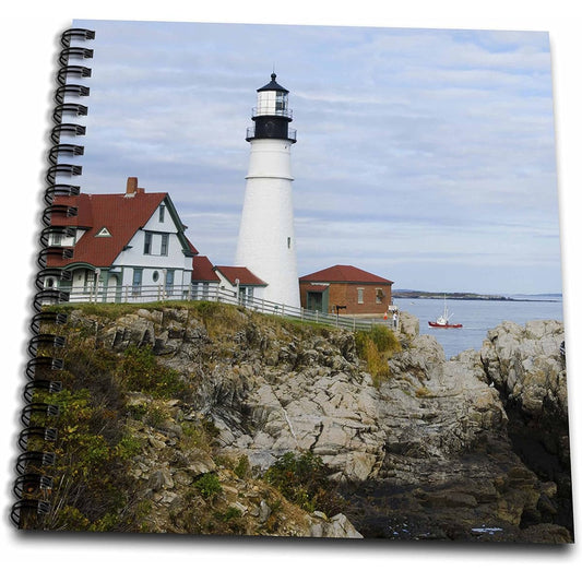 3dRose db_205713_2 Portland, Maine, USA. Portland Head Light Lighthouse in Rocky Shores. Memory book, 12x12 inches