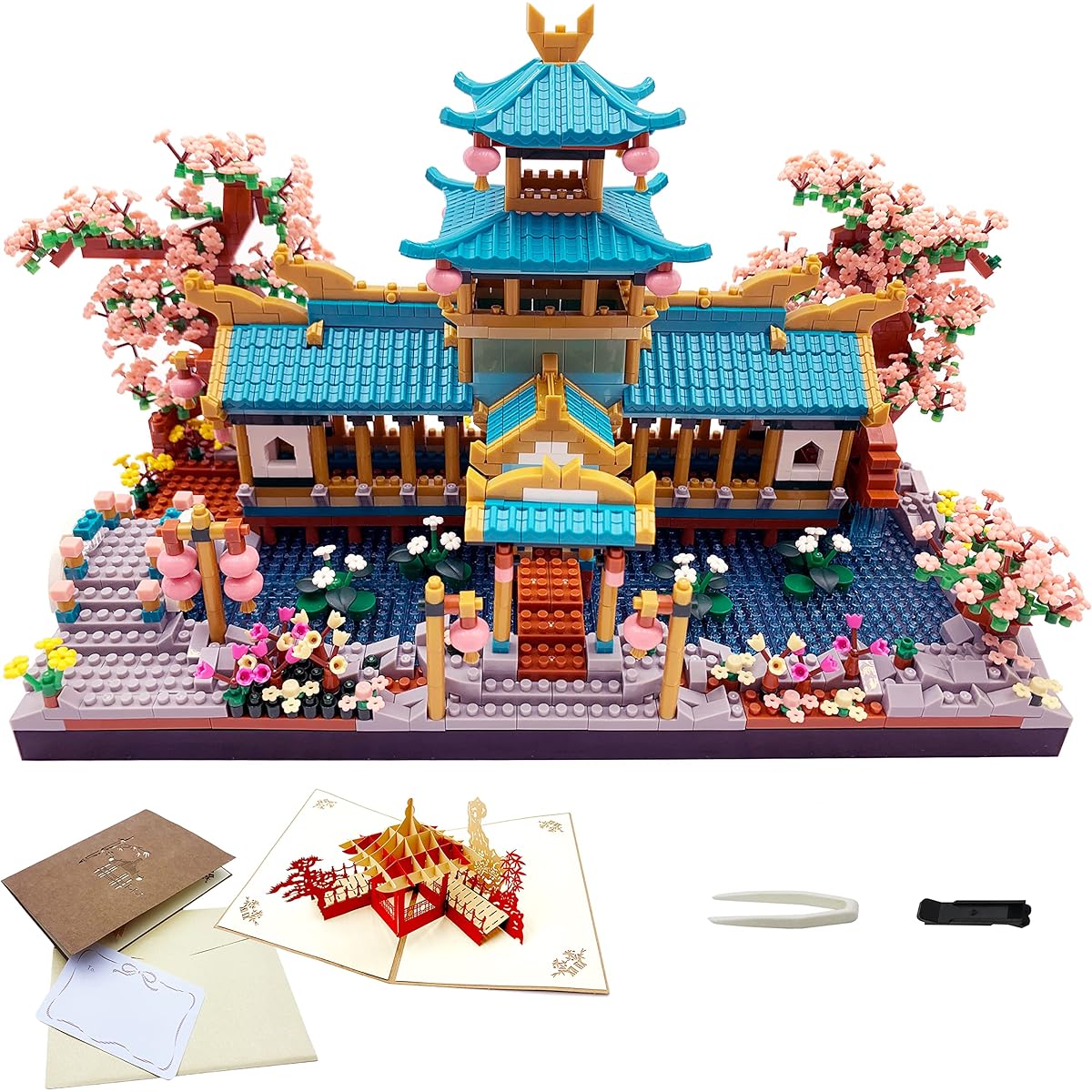 Alizdd Micro Building Blocks Set, Suzhou Garden Architecture and Cherry Blossom Tree Building Toys for Ages 14+, Toy Building Set, Creative Mini Bricks Model Kits, Gifts for Kids and Adults, 2350 Pieces