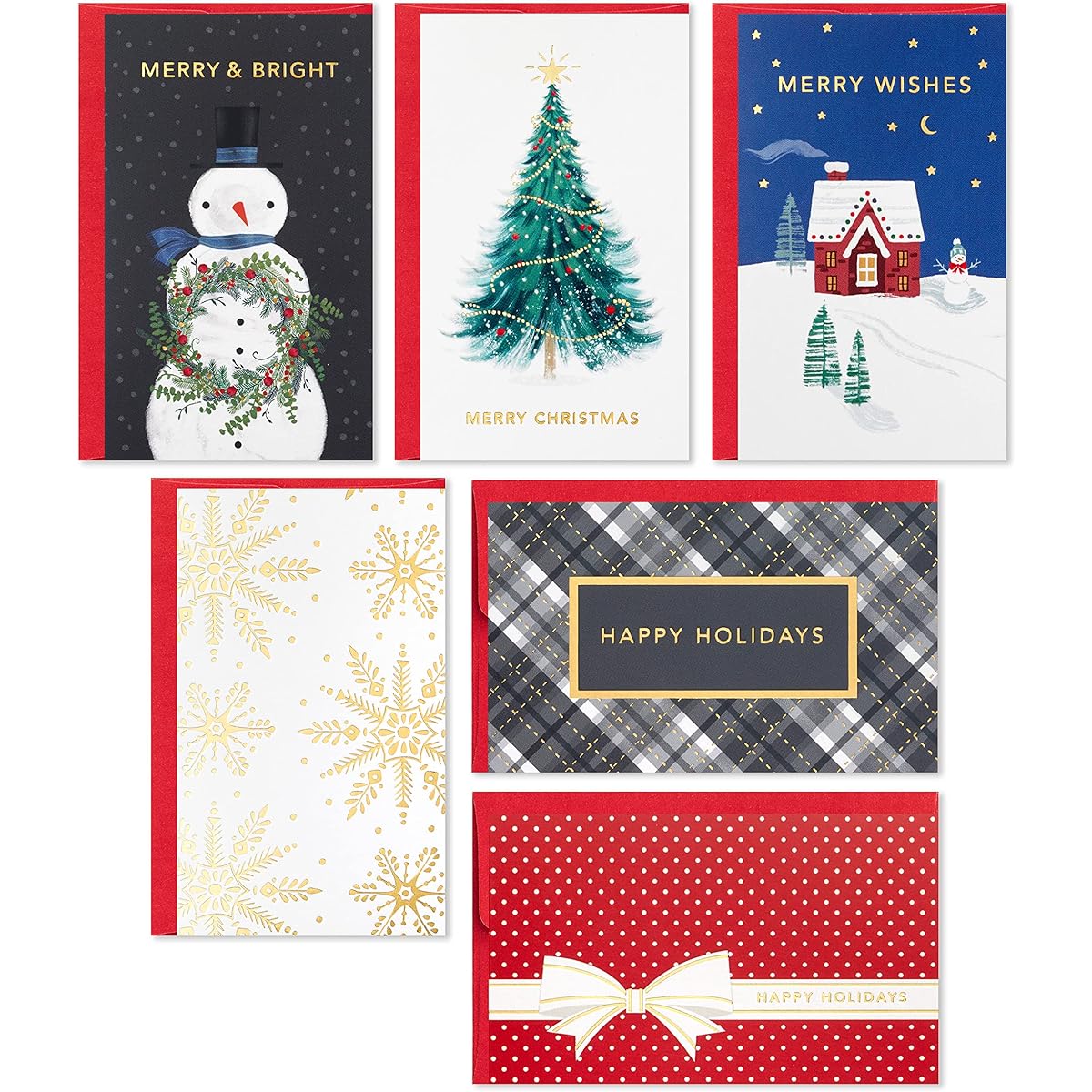 Hallmark Christmas Card Set in Mini Box with Merry Wishes (48 Cards and Envelopes)