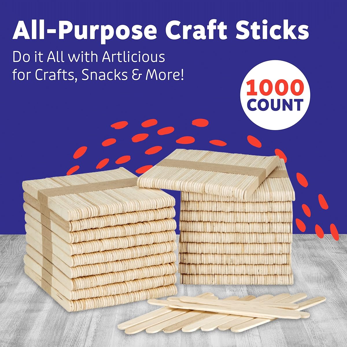 Artlicious - Natural Wood Food Grade Popsicle Craft Sticks 1000 Sticks Parent