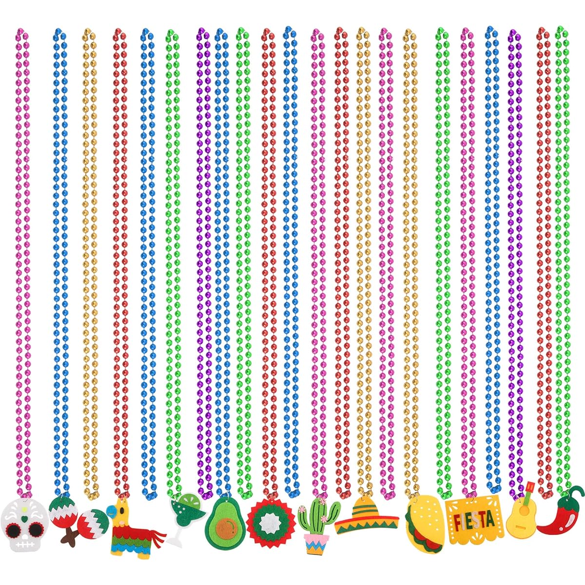 Fahacop Fiesta Necklaces Mexican Necklaces Cinco de Mayo Beaded Necklaces Mexico Theme Carnival Birthday Party Supplies 31 Pack