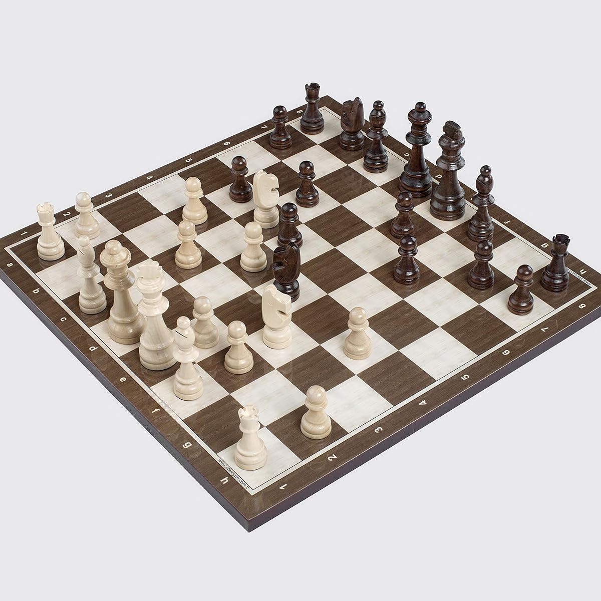 LaModaHome Chess Set Classic Wooden Board for Adults and Kids 14.95" x 14.95" Non-Scratch Glossy Finish Easy to Carry