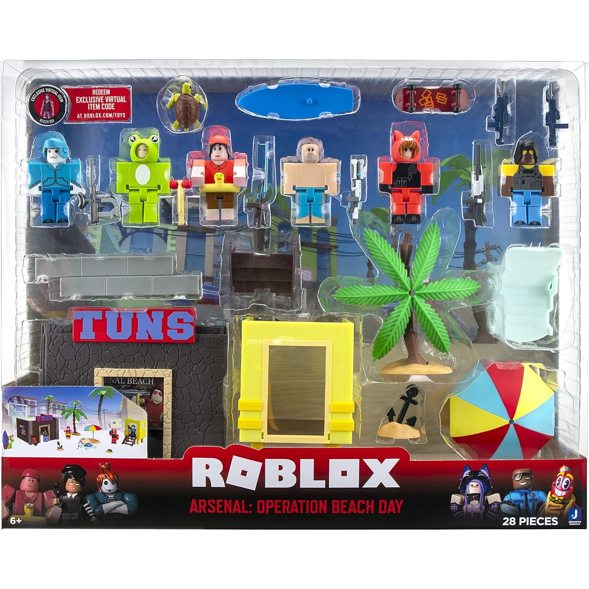 Roblox ROB0599 Action Collection - Arsenal: Operation Beach Day Deluxe Playset [Includes Exclusive Virtual Items] Multicolor