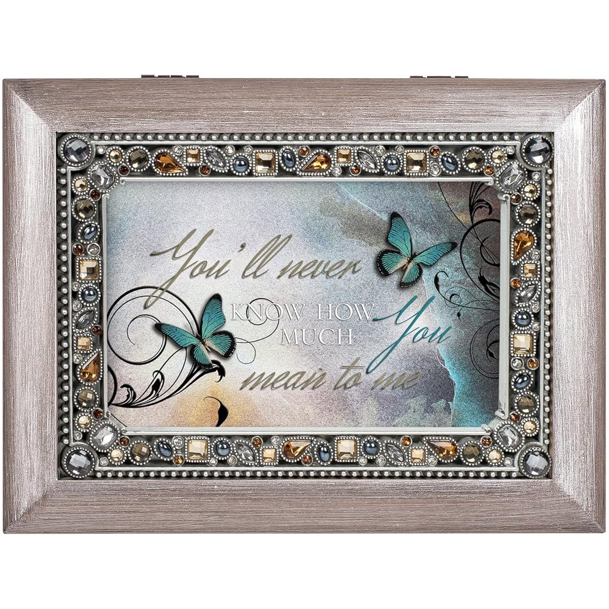 [Cottage Garden Collections] Cottage Garden Collections How Much You Mean to Me Brushed Pewter Finish Jeweled Jewelry Music Box Plays [Parallel Import]