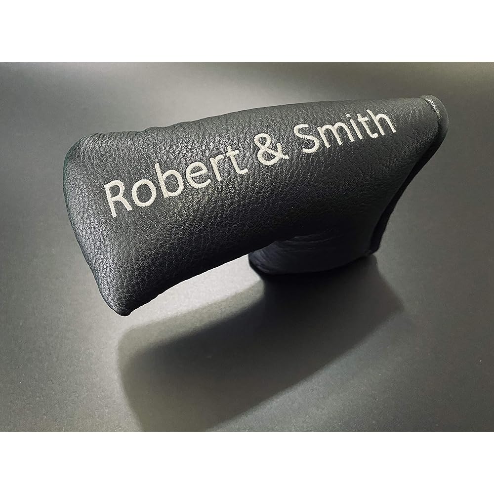 [Robert&Smith] Golf Putter Cover Full Grain Leather Genuine Leather Pin Type (Black) Magnetic Closure Type Golf Equipment