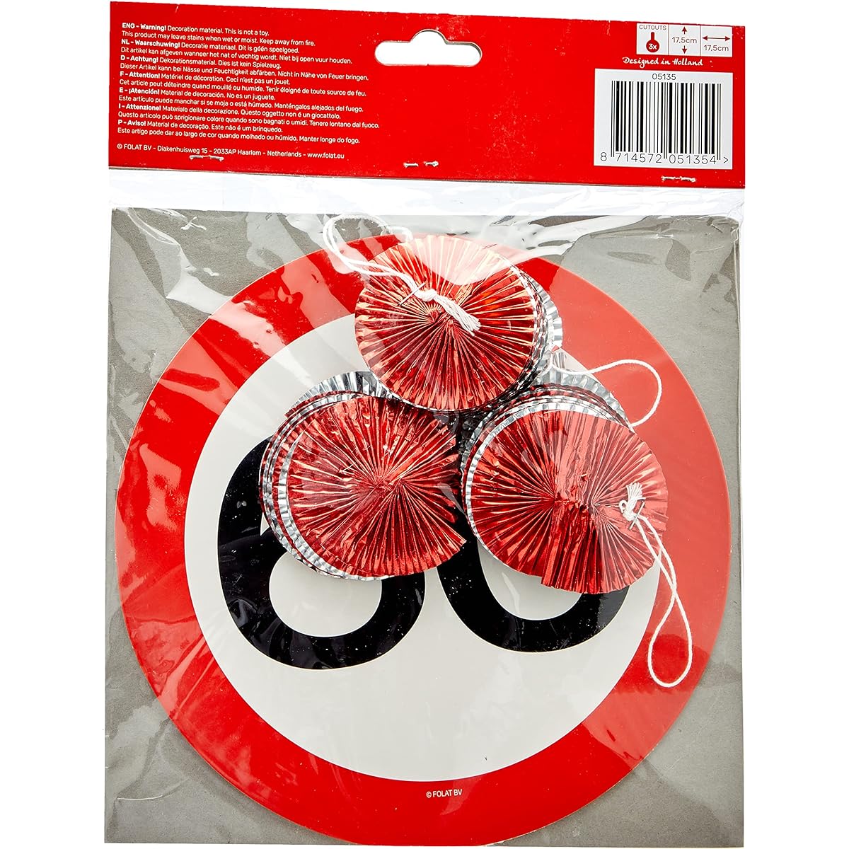 Traffic Sign 60th Party Hanging Decor - 3 Pack - 3 Traffic Sign Designs Foil Spiral Hanging Decorations