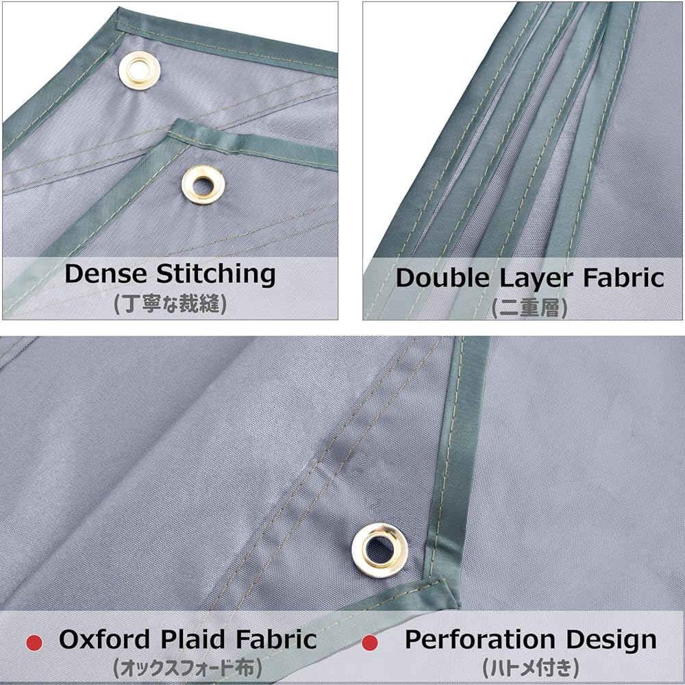 Azarxis Tarp, Hexagonal Ground Sheet, Tent Sheet, Leisure Sheet, Awning, Waterproof, Durable, Multifunctional, Portable, Storage Bag Included (Gray, L)