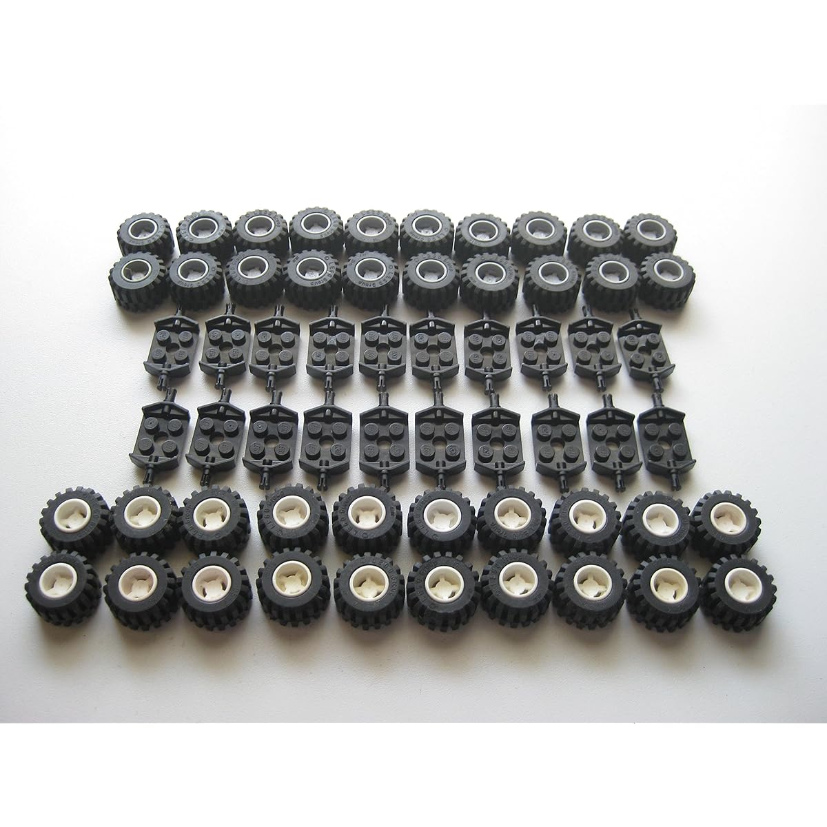 LEGO City - Wheel, Tire and Axle Set - Black, White, and Light Gray, 100 Pieces Total