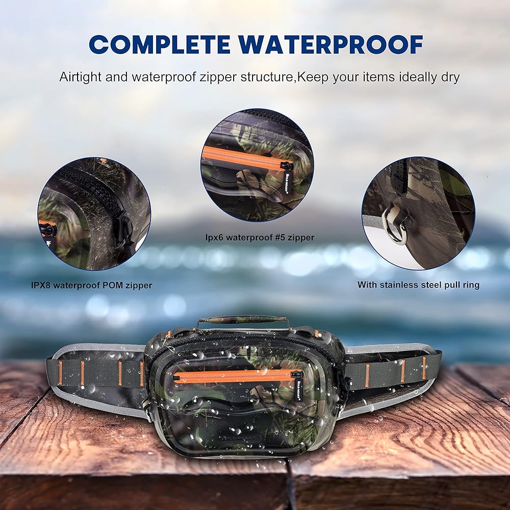 WILD HEART Airtight Waterproof Waist Bag Case 3.6L Outdoor Kayaking Rafting Boating Swimming Camping Hiking Beach Fishing Waterproof Waist Bag…