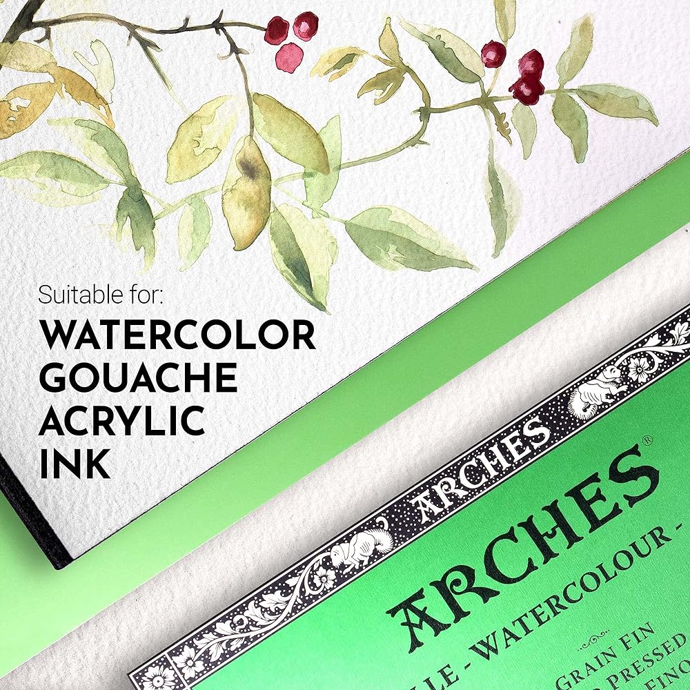 Arches Watercolor Paper Block 300g Fine 10X25 20 Sheets